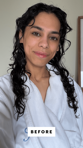 Shipin before applying the Amika The Kure Intense Strength Repair Mask