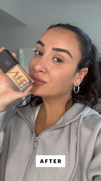 Trakoshis after applying the Nars Light Reflecting Foundation