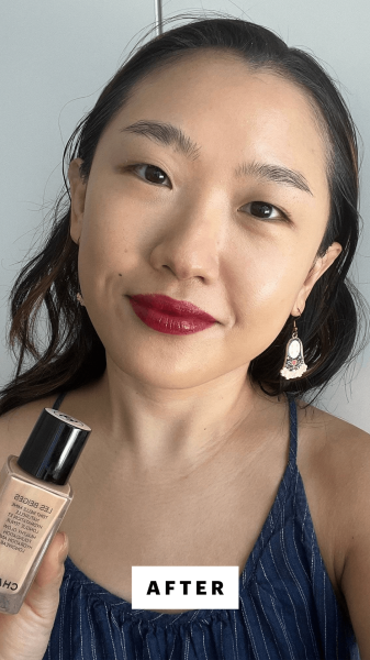 Sarah Han after applying the Chanel Les Beiges