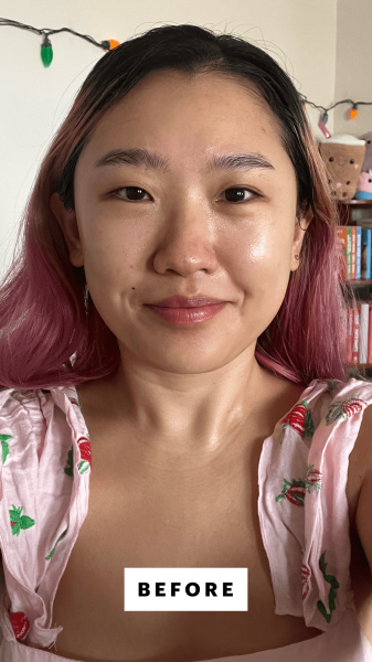 Han before applying the Patrick Ta Major Skin HydraLuxe Luminous Skin Perfecting Foundation