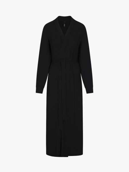 Skims Long Robe in black on gray background